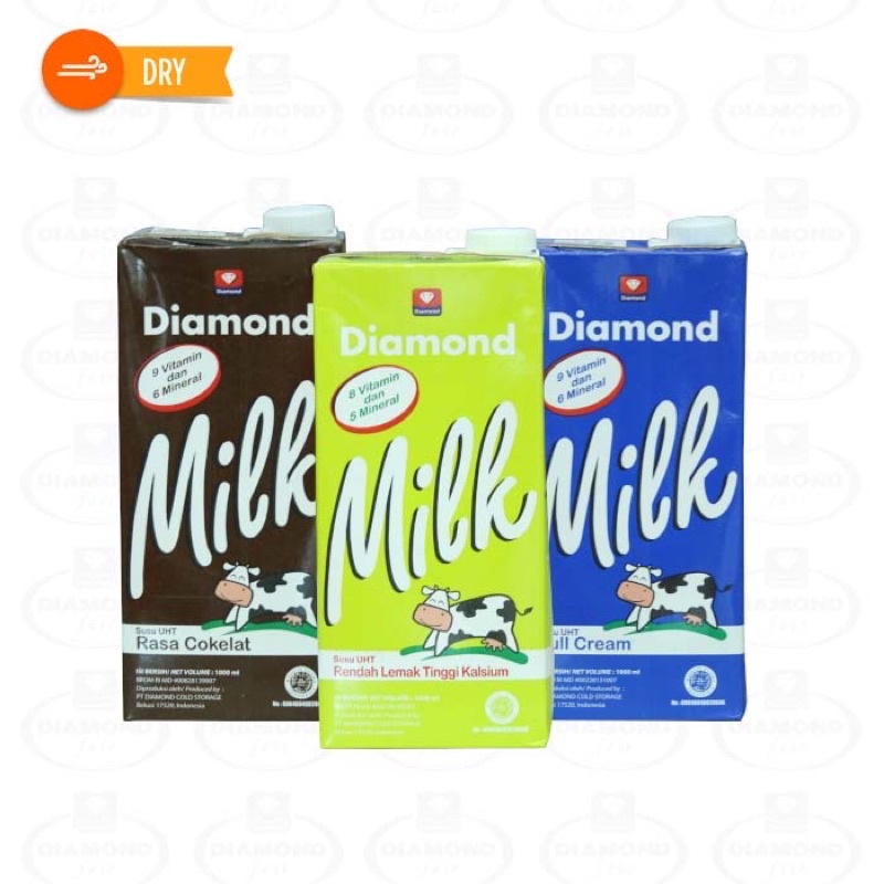 HD Management UHT Diamond Full Cream/Low Fat/Coklat 1 L kartonan