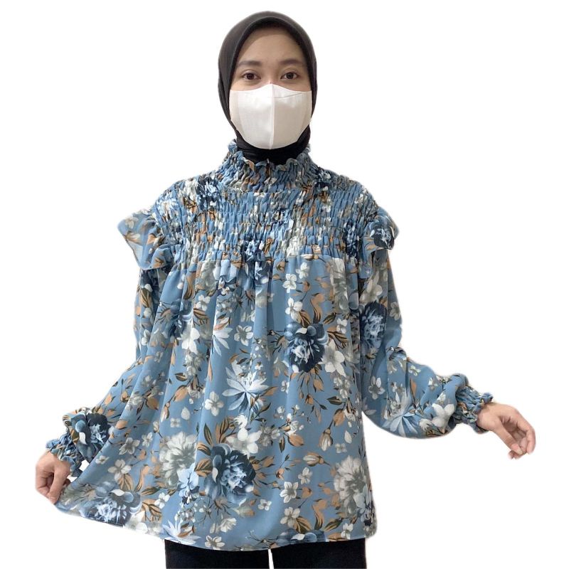 BLOUSE WANITA BUNGA KERUT CERUTY IMPORT PREMIUM | BLUS WANITA IMPORT | BLUS WANITA KASUAL / BLOUSE K