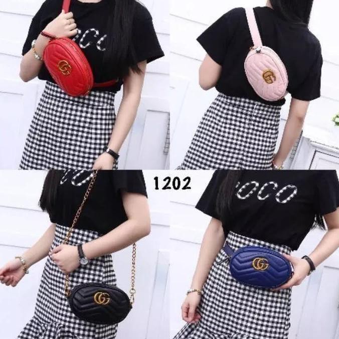 PROMO TAS NAGITA GUCCI BELT ( FREE SANDAL POMPOM) TERLENGKAP