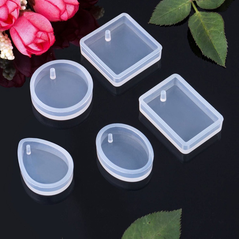 20 Pcs / Set Cetakan Resin Kristal Epoksi Bentuk Tetesan Air Bulat Persegi Oval Dengan Gantungan Kunci