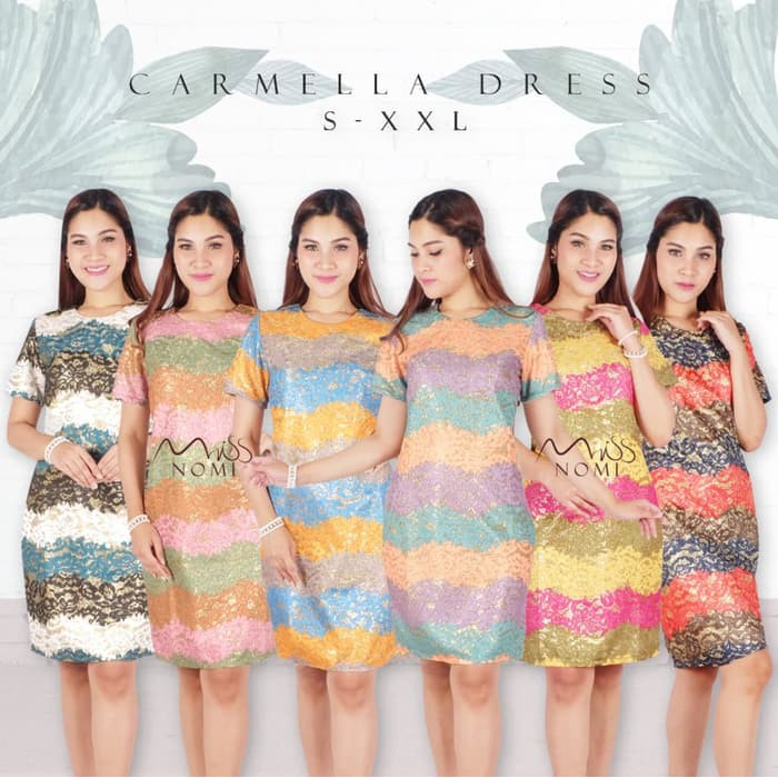 CHARMELLA dress pesta brukat wanita / gaun pesta natal full brokat - BLUE, XL barang berkualitas