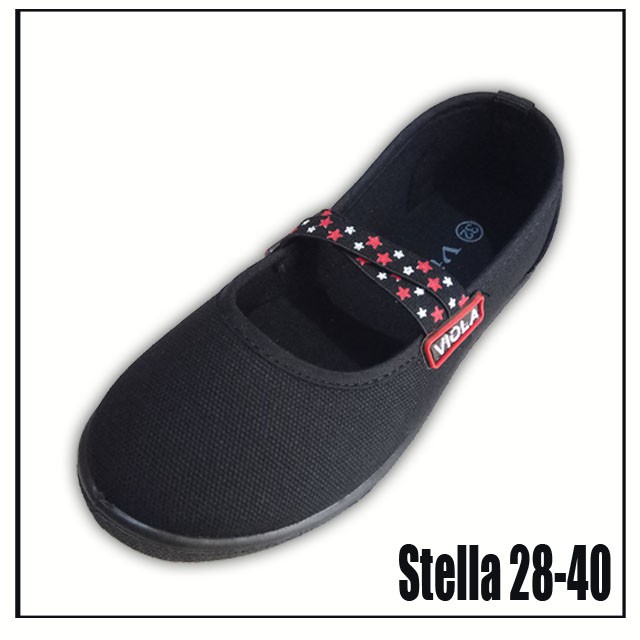 Stella 30-40 / Sepatu Sekolah Hitam Anak Perempuan TK Paud SD / Flat Shoes Hitam