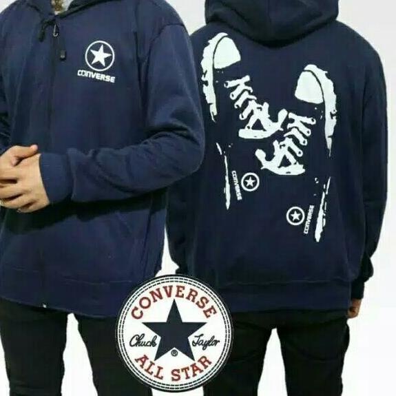 Jaket Sweater Hoodie Zipper Converse144 AllStar Unisex Pria Wanita