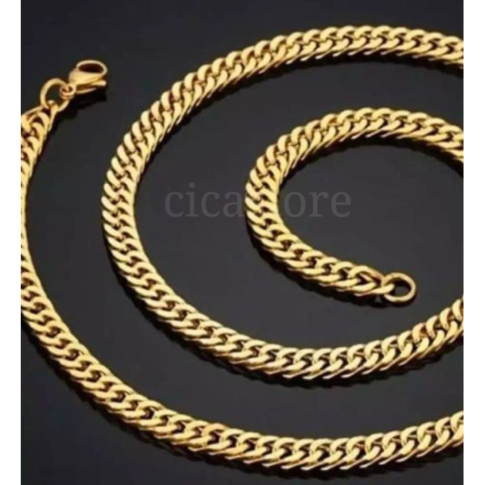 KALUNG TITANIUM RANTAI PRIA GOLD ANTI KARAT SELAMANYA