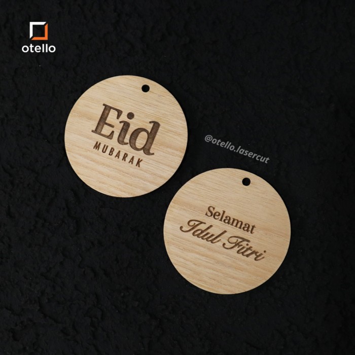 Round Hang Tag Kayu Idul Fitri | Gantungan Hiasan Parcel Hadiah Kado Lebaran Eid Ramadhan Ramadan