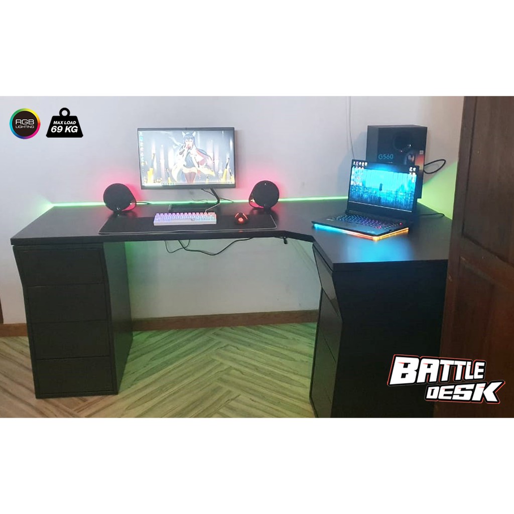 Battledesk Mk 4 Meja Komputer Gaming Pc Desk Rgb Letter L Murah 200x120 Shopee Indonesia