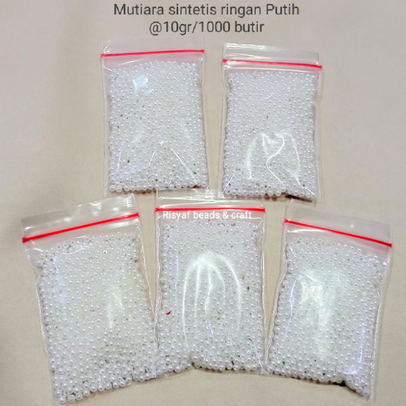 Mutiara Sintetis Ringan 2mm Kualitas Jepang -Putih @10gr