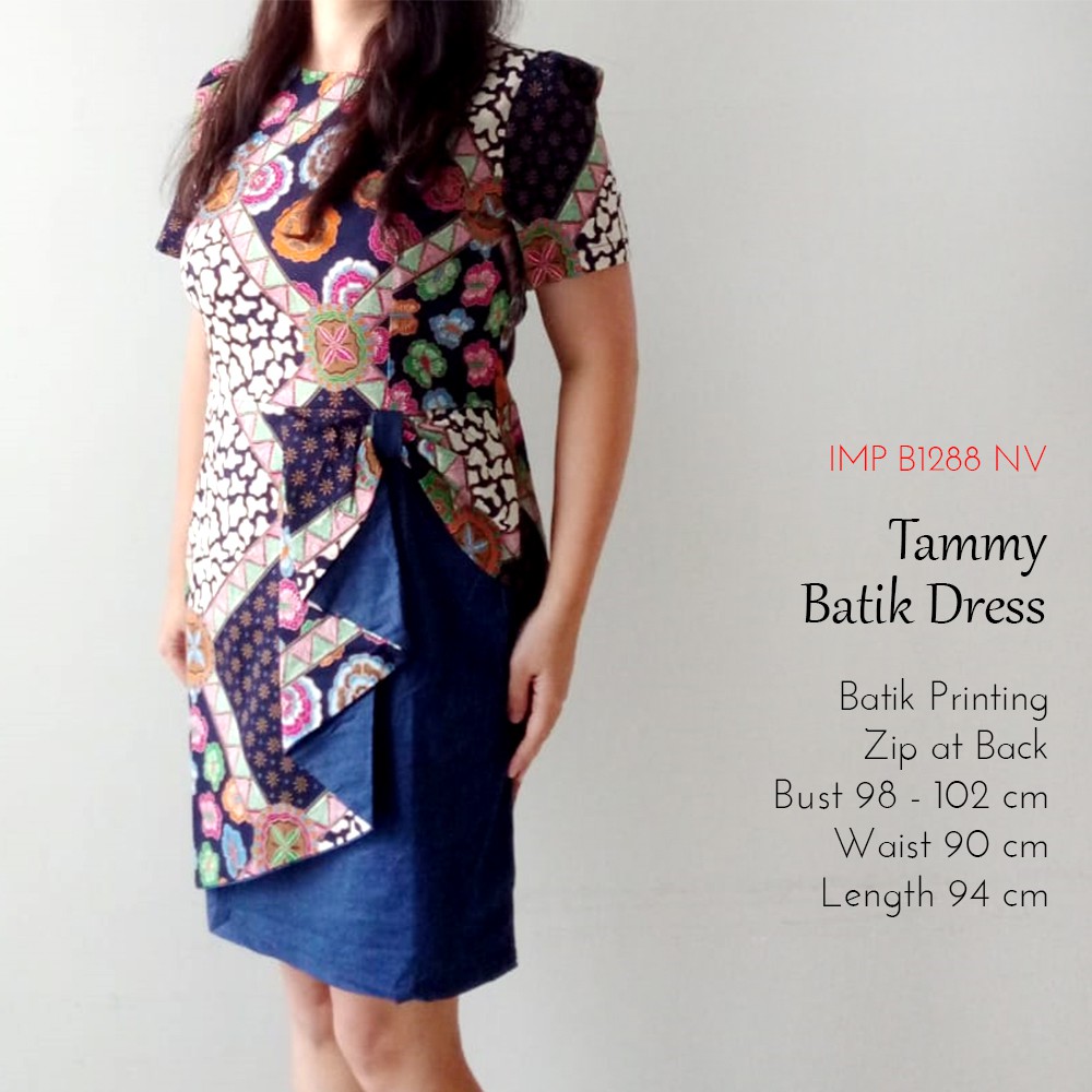 Dress Batik Wanita Lengan Pendek Dress Batik Formal Kerja - Tammy Batik Dress