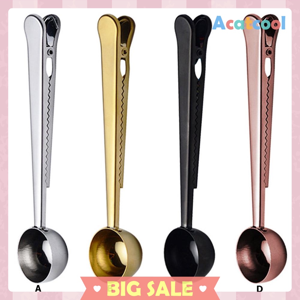 Tea Coffee Measuring Cup Scoop with Portable Bag Seal Clip Kitchen Supplies