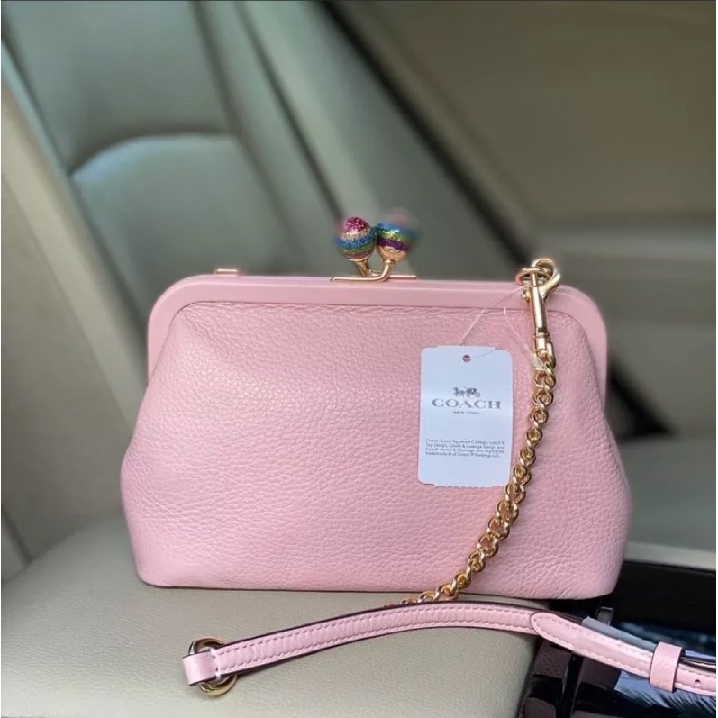 Coach Nora Kisslock Crossbody In Pebble Candy Pink (C1452)