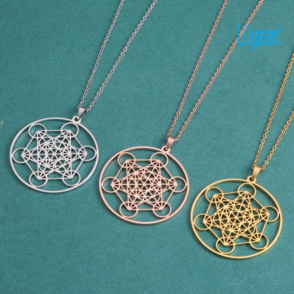 Kalung Liontin Bentuk Lingkaran Geometris Heksagonal Warna Solid Untuk Pria Dan Wanita