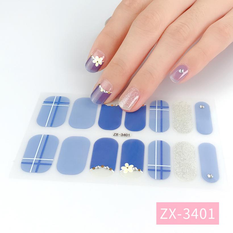 Stiker Kuku 3d Motif Berlian / Mutiara Warna Gradasi Tahan Air Untuk Nail Art / Manicure DIY