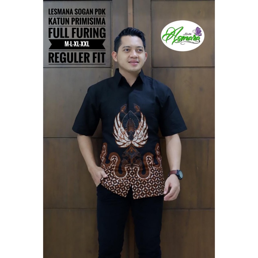 LESMANA SOGAN Kemeja Batik Pria Lengan Pendek Katun Halus FULL FURING Batik Asmara