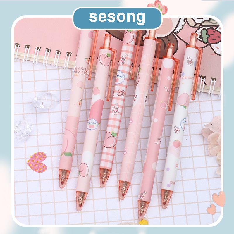 

0.5mm Tip Siswa Pola Persik Gadis Lucu Jenis Pers Pena Gel Menulis Halus SS