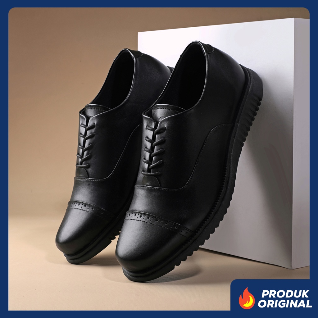 EINSTEIN BLACK ORIGINAL x KENZIOS Sepatu Kulit Sapi Asli Full Hitam Pria Formal Pantofel Tali Kerja Kantor Dinas Resmi Guru PNS Kantoran Pesta Undangan Kondangan Wedding Wisuda Kuliah Semi Casual Derby Oxford Genuine Leather Kenzio Footwear Keren Terbaru