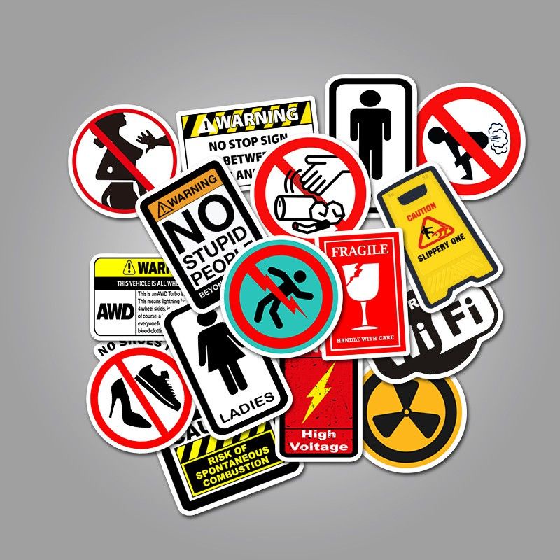 (5 Pcs) Stiker Caution / Stiker Peringatan / Stiker cctv 24 jam / Stiker Tempel Tahan Air / Stiker Peringatan / Stiker