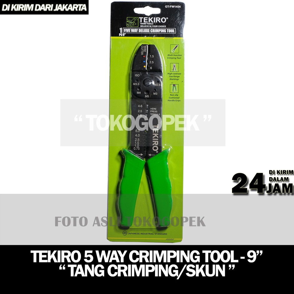 TEKIRO GT-FW1454 5 WAY CRIMPING TOOL - TANG KUPAS KABEL - TANG SKUN 9&quot;