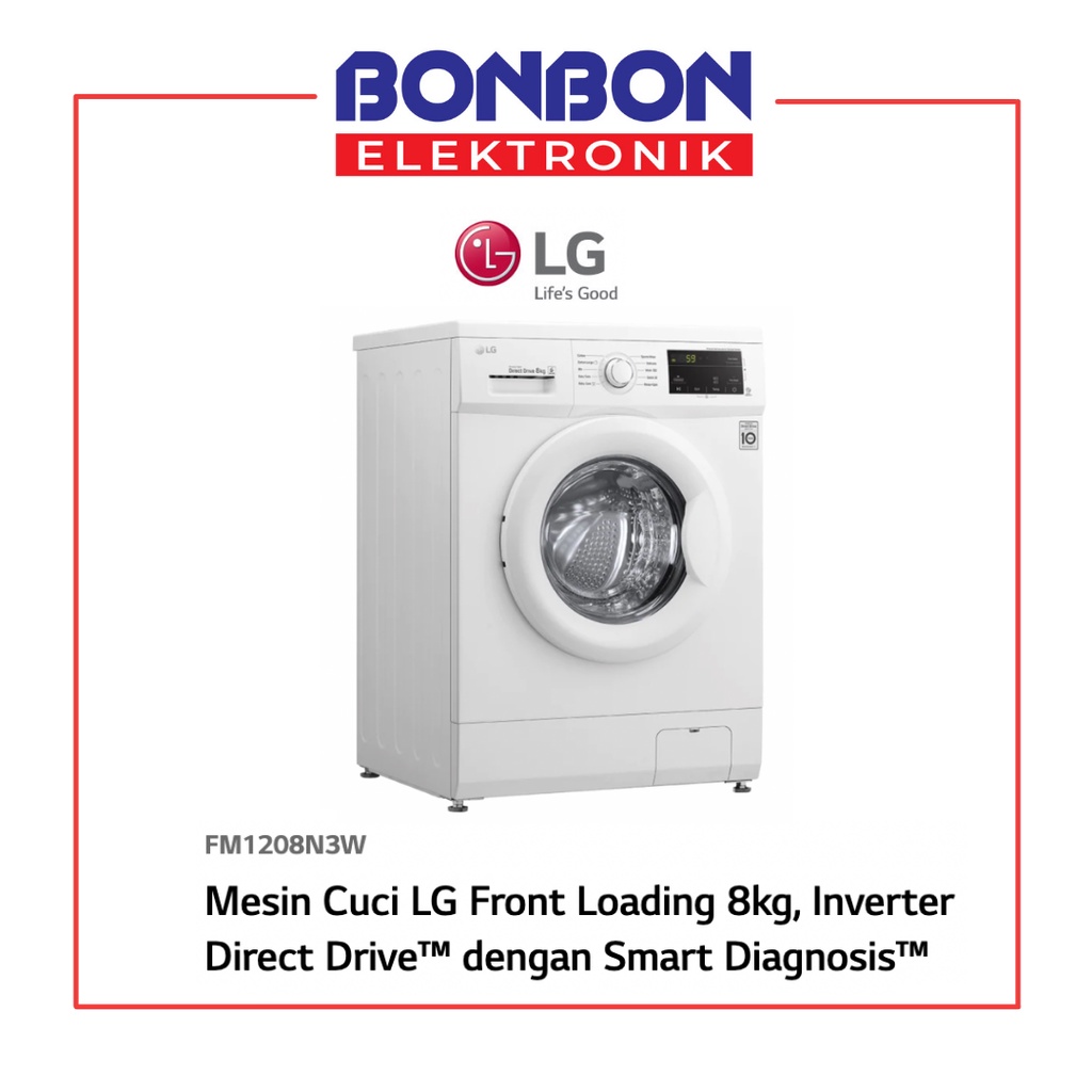 LG Mesin Cuci Front Loading 8KG FM 1208 N3W / FM1208N3W / 1208N3W