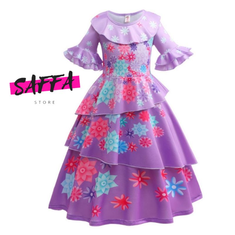 KIDS ENCANTO ISABELA DRESS DISNEY IMPORT UMUR 4-10 TAHUN / DRESS ISABELA COSPLAY