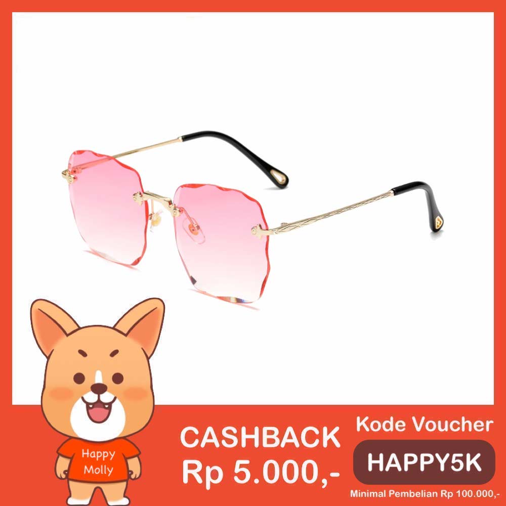 Kacamata UV400 [ Pink ] Anti Radiasi - Sunglasses Wanita Korea - HM8103