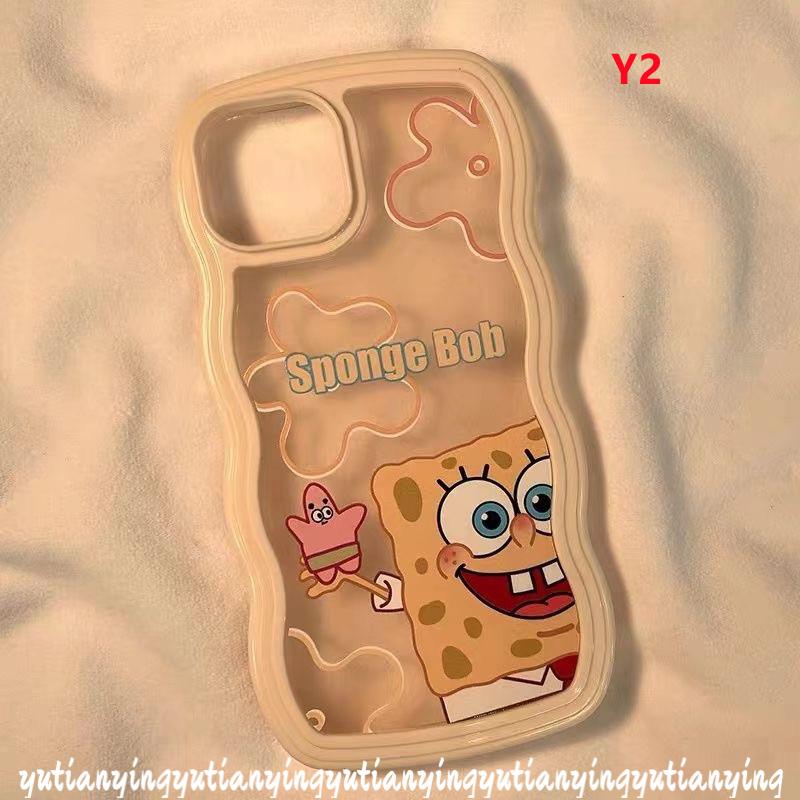 Couple Spongebob Patrick Star Case OPPO A17 A55 A16K A95 A96 A5s A16E A54 A74 A76 A57 A15 A12 A16 A7 A15s F9 A53 A9 A17K A5 A12E A16s A3s A52 A72 A32 Soft TPU Wavy Edge Back Cover