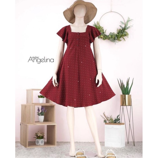 Clara Dress Polkadot Maroon Atelier Angelina