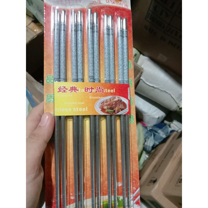 Sumpit Stainless isi 5 Pasang / Sumpit Stainless Murah / Sumpit Motif / Sumpit Korea / Chopstick