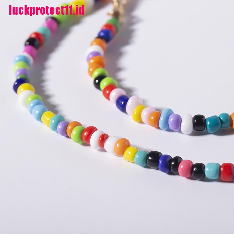 Kalung Choker Rantai Manik-Manik Mutiara Handmade Warna-Warni Gaya Boho Untuk Wanita