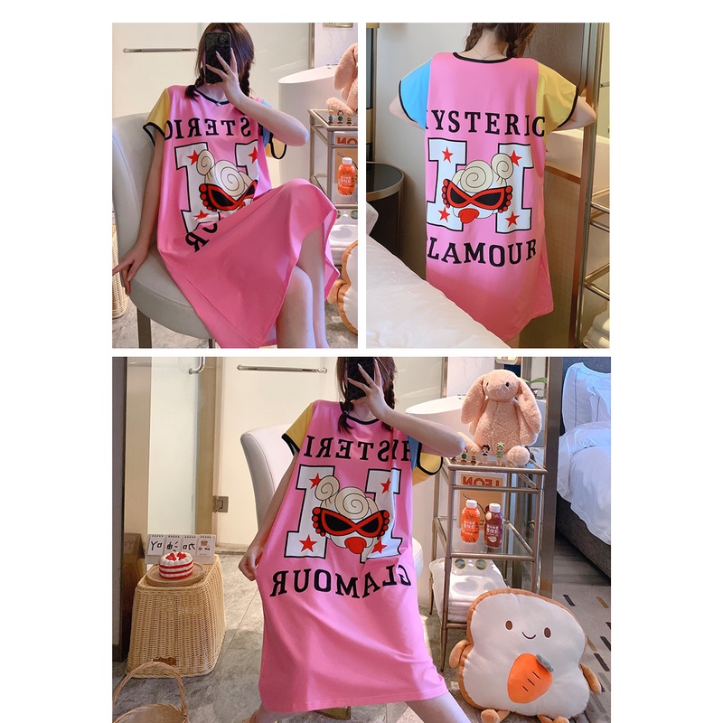 Daster Jumbo / Baju Tidur Import Wanita Motif Kartun Imut Freesize Muat Sampai XXXL - KR1009