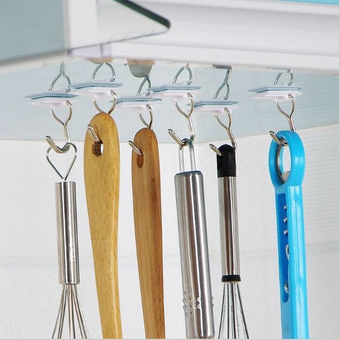 Gantungan Hook 6pcs Tempel Dinding Holder Alat Masak Aksesoris Alat Kebersihan Multifungsi
