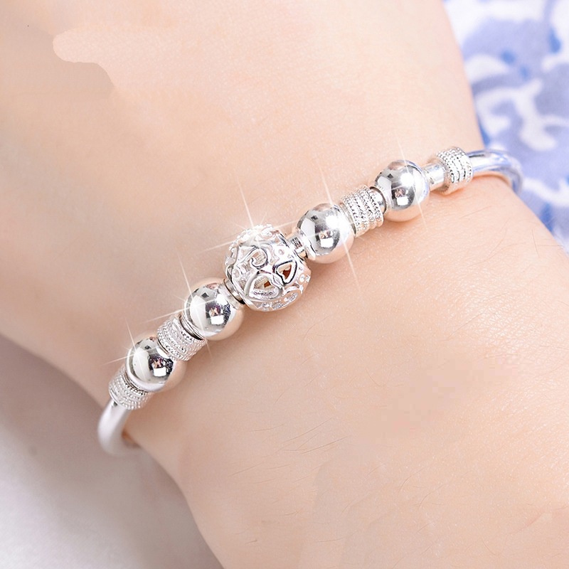 [Ready Stock]Women's Cute Personality Silver Beads Bracelet