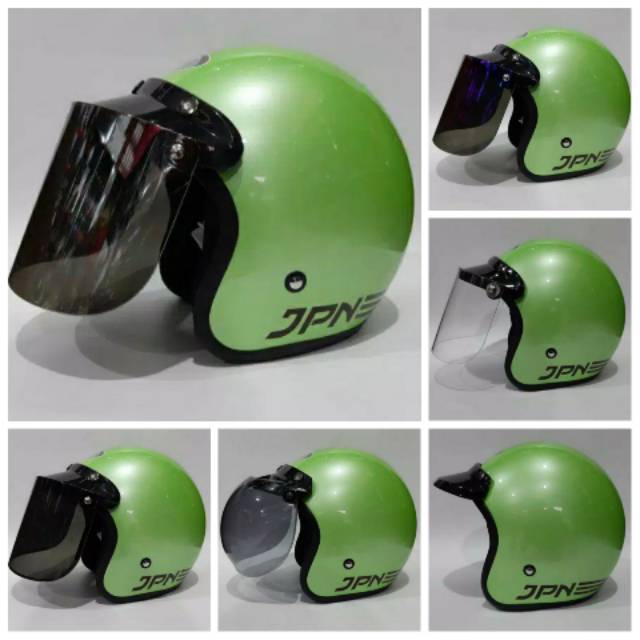 Helm Bogo Retro JPN ARC Hijau apel glossy kaca flat/cembung