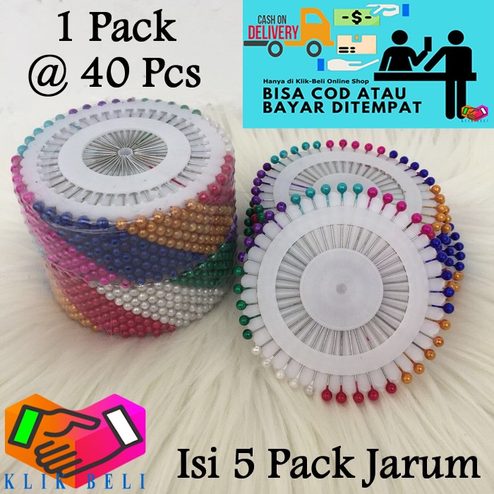 Jarum Pentul Bulat Mini Hijab Pentol Peniti Pin (200 Pcs/5 Pak)