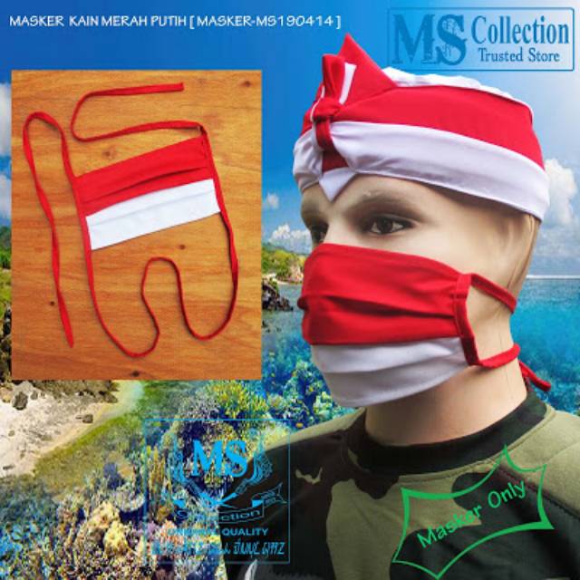 Iket Praktis Merah Putih + Masker Kain
