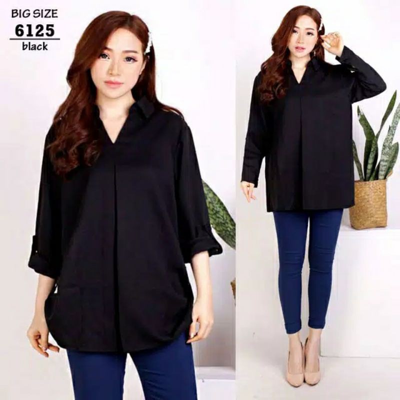 Atasan Jumbo Wanita Kerah V Neck Xxl Shopee Indonesia