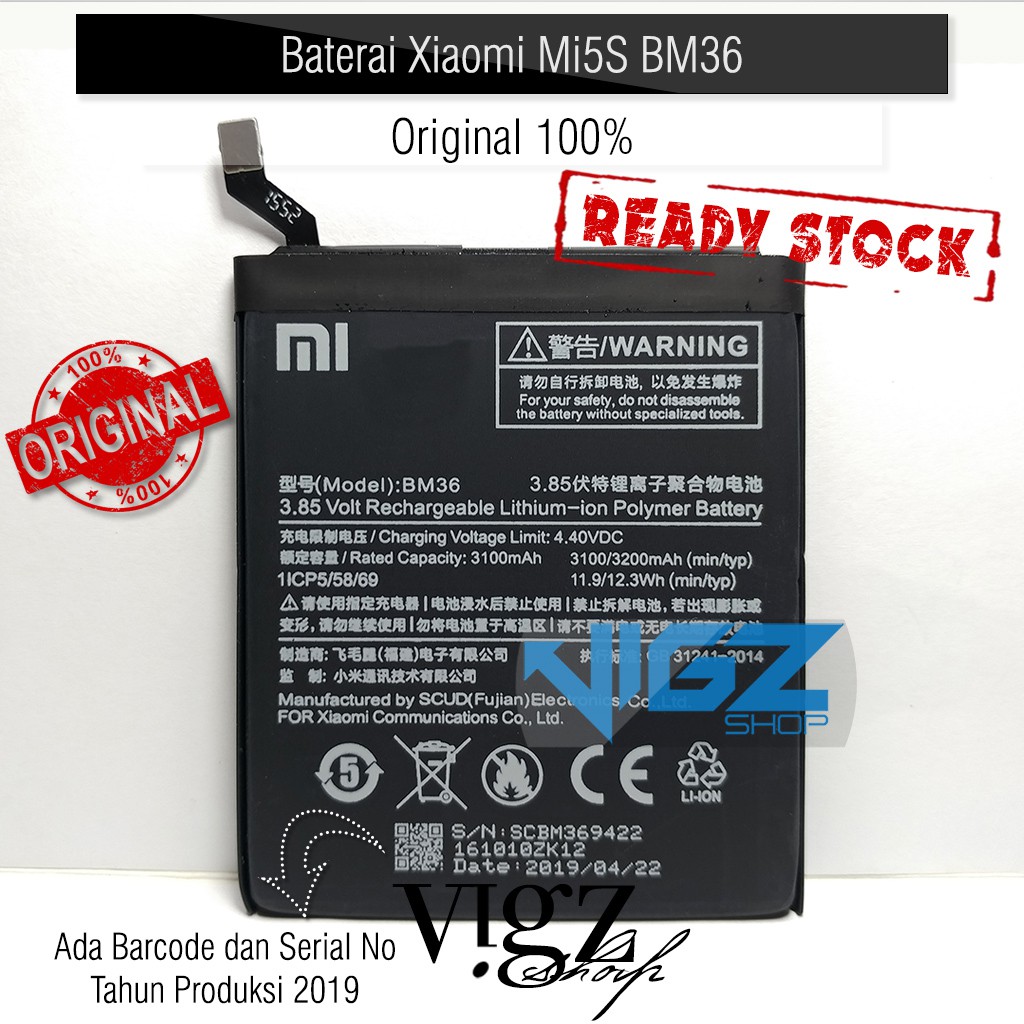 Baterai Xiaomi Mi5S BM36 Original 100%