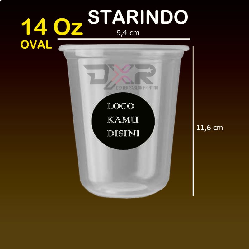 Sablon gelas Cup Ukuran 14 Oz OVAL STARINDO 8 gram.