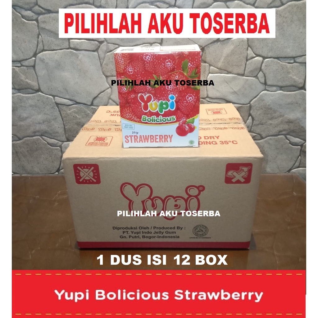 YUPI Bolicious STRAWBERRY BOX - ( HARGA 1 DUS ISI 12 BOX )