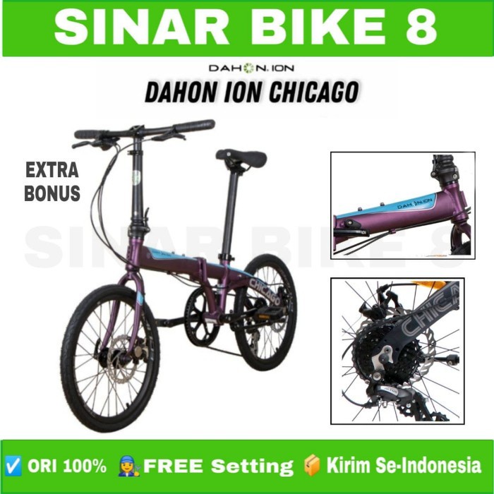 Sepeda Lipat DAHON ION CHICAGO Ukuran 16 &amp; 20 Inch Alloy Shimano 8 Speed
