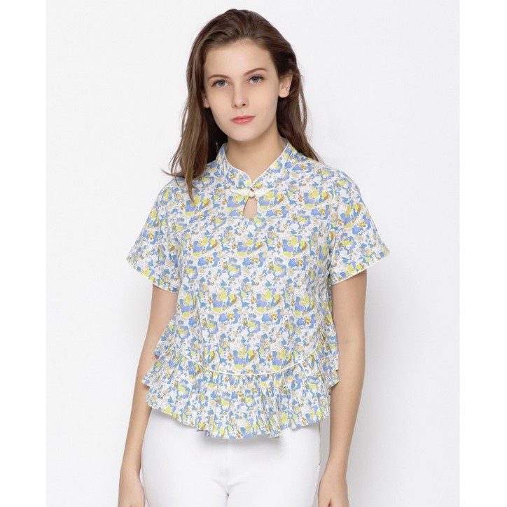 Blue Flower Cheongsam - Mom // Atasan Cheongsam bunga biru - Wanita