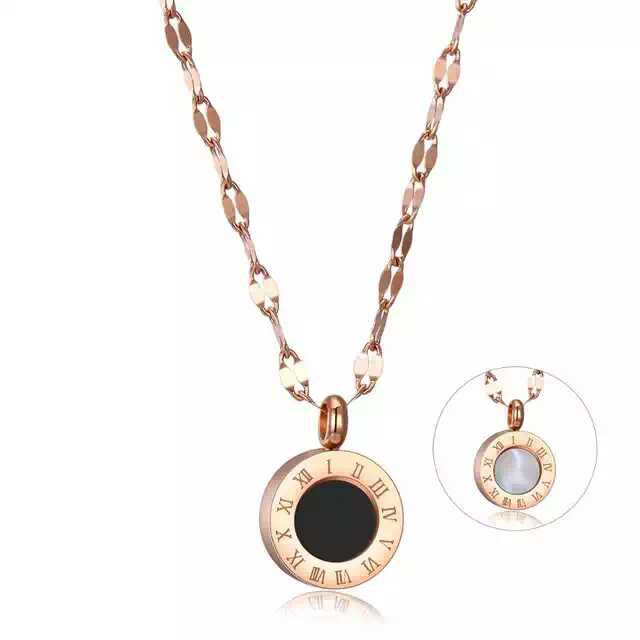 GG Kalung Angka Romawi Rantai Ulir Titanium lapis Emas 18k#KL-186RU