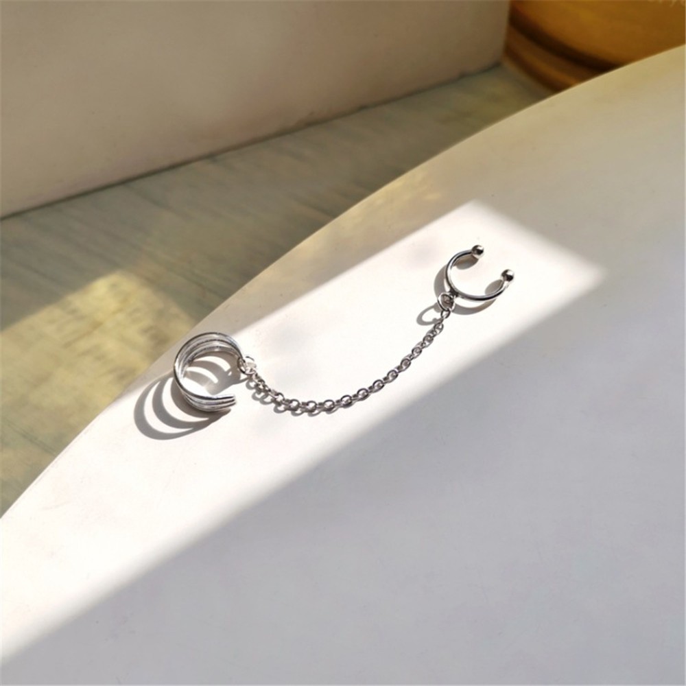 1pc Anting Rantai Klip Tulang Telinga Gaya Hip Hop Korea Untuk Perempuan-7