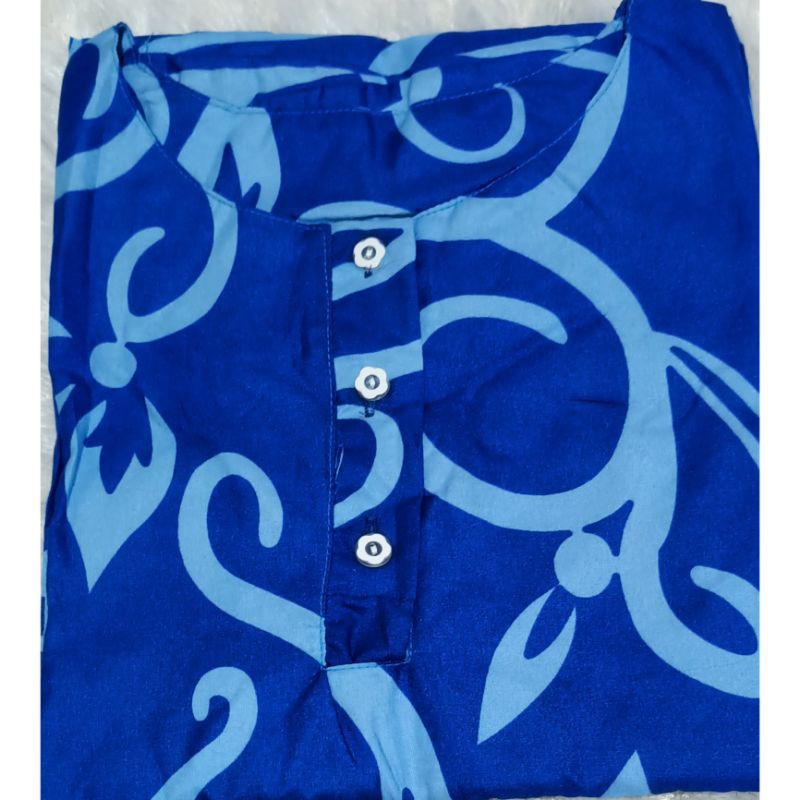 Dtree . Daster lowo jumbo busui Ld 110cm / daster lowo  / daster kalong motif bunga all size fit xxl-bunga batik biru