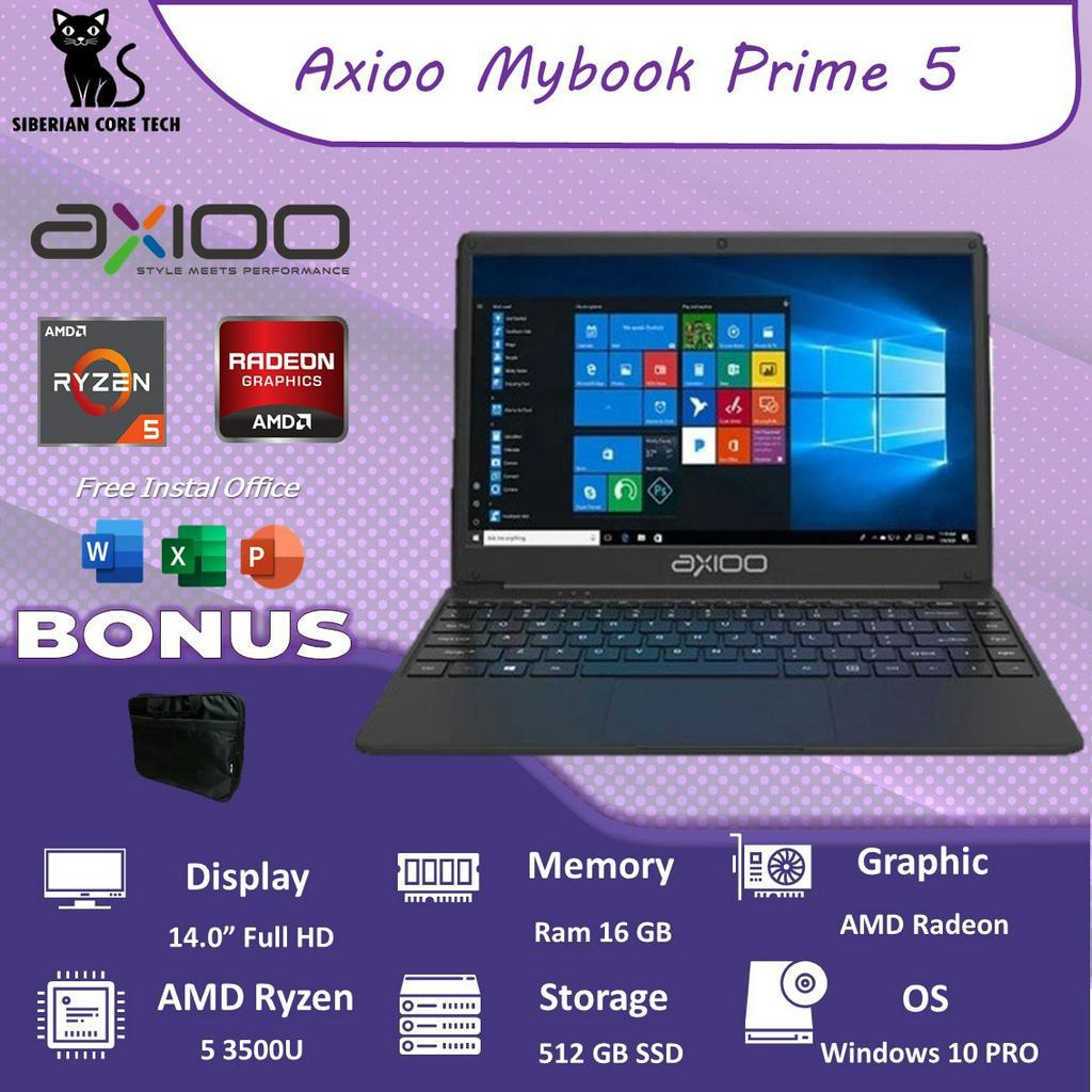 AXIOO MYBOOK PRIME 5 (16S5) RYZEN 5 3500U 16GB 512SSD W10PRO 14.0FHD GRY TKDN