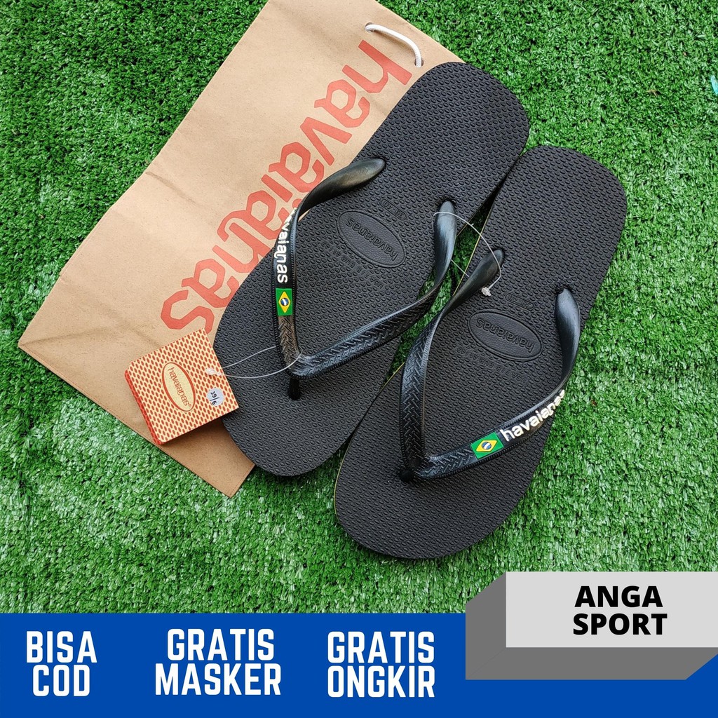 SANDAL JEPIT PRIA WANITA HITAM POLOS LOGO BRAZIL PREMIUM / SENDAL PANTAI REMAJA KEKINIAN / SANDAL SURFING DISTRO CEWEK COWOK TERMURAH