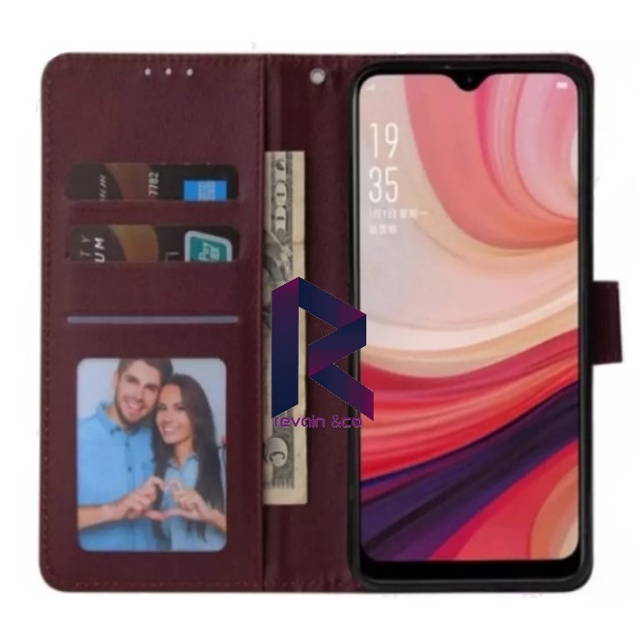 OPPO A5S/F9/A7 CASING DOMPET FLIP WALLET LEATHER KULIT PREMIUM SARUNG BUKA TUTUP FLIP CASE OPPO A5S F9 A7