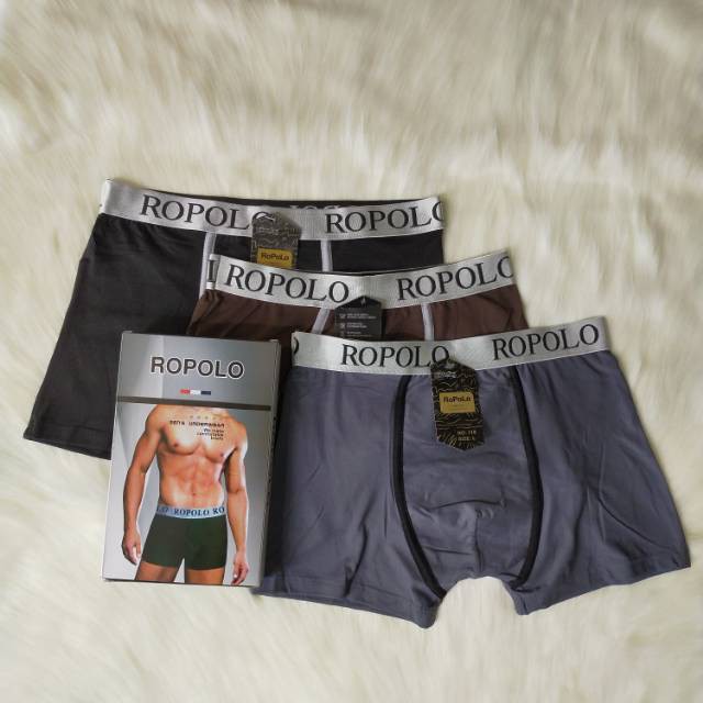 3 Pcs Celana Dalam Segi Empat Ropolo - Boxer Pria Dewasa - Mix Warna