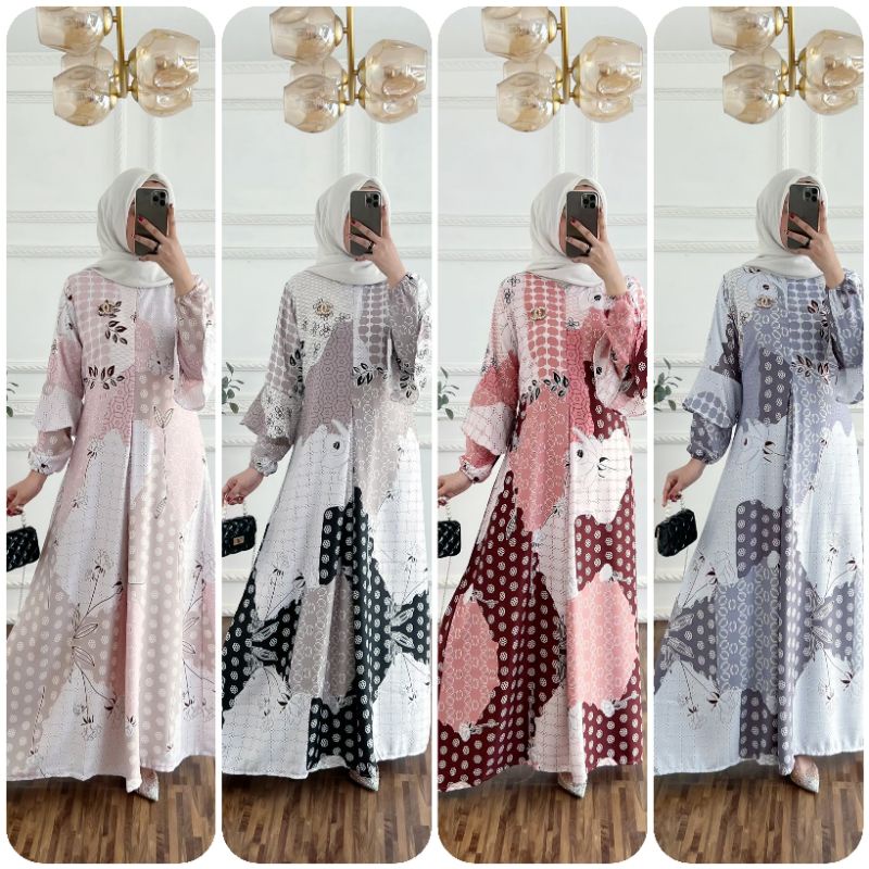 FLORENS DRESS|GAMIS WANITA MUSLIM SILK PREMIUM|DRESS KONDANGAN MUSLIM BUSUI TERBARU|GAMIS LEBARAN CA