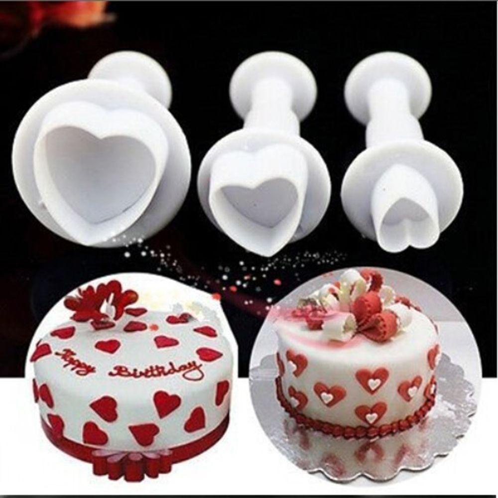 Solighter 3Pcs/set Cetakan Mold DIY Cookie Fondant Love Hati