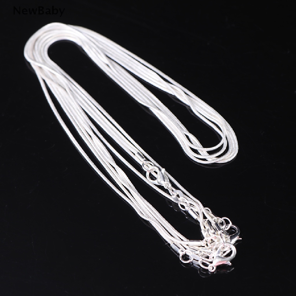 5pcs Kalung Rantai Ular Lapis Silver Ukuran 1MM 45-70CM